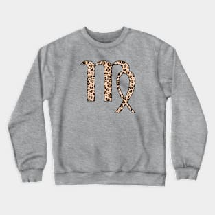 Virgo Zodiac Horoscope Symbol in Leopard Print Crewneck Sweatshirt